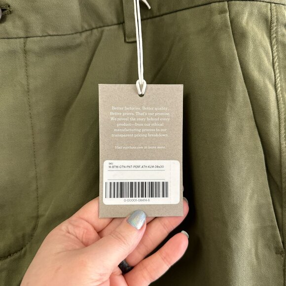 Everlane Uniform Pants The Performance Chino Moss Green Mens 38x30 NWT $98 - Picture 5 of 7